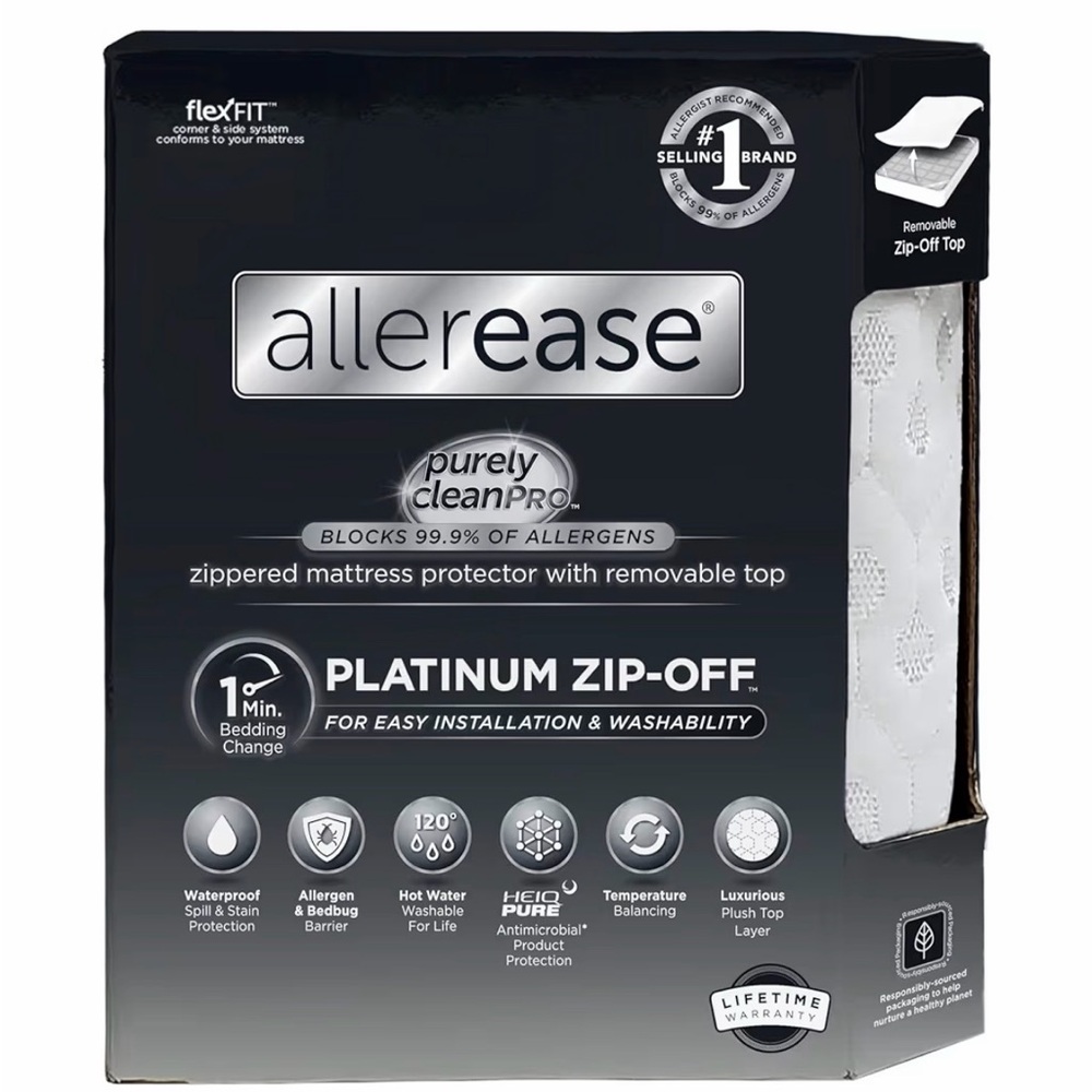 AllerEase Platinum King Mattress Protector, Waterproof + Allergen Barrier